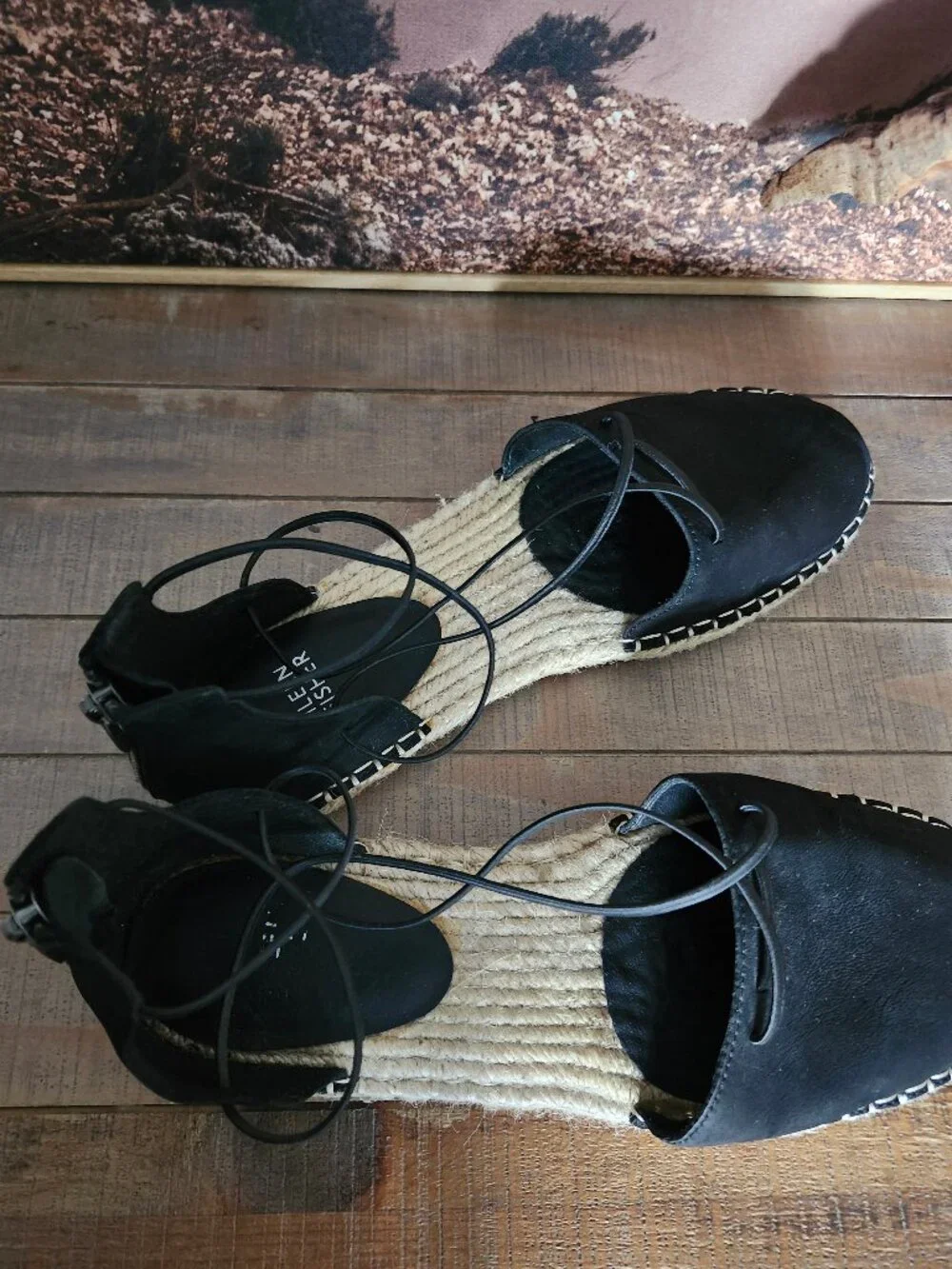 EILEEN FISHER Black Leather Espadrille d'Orsay Flats 9